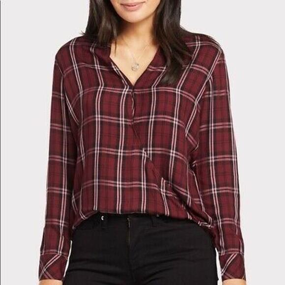 CLOTH & STONE NWT Evereve Plaid Drape Front Shirt // S - Picture 1 of 8